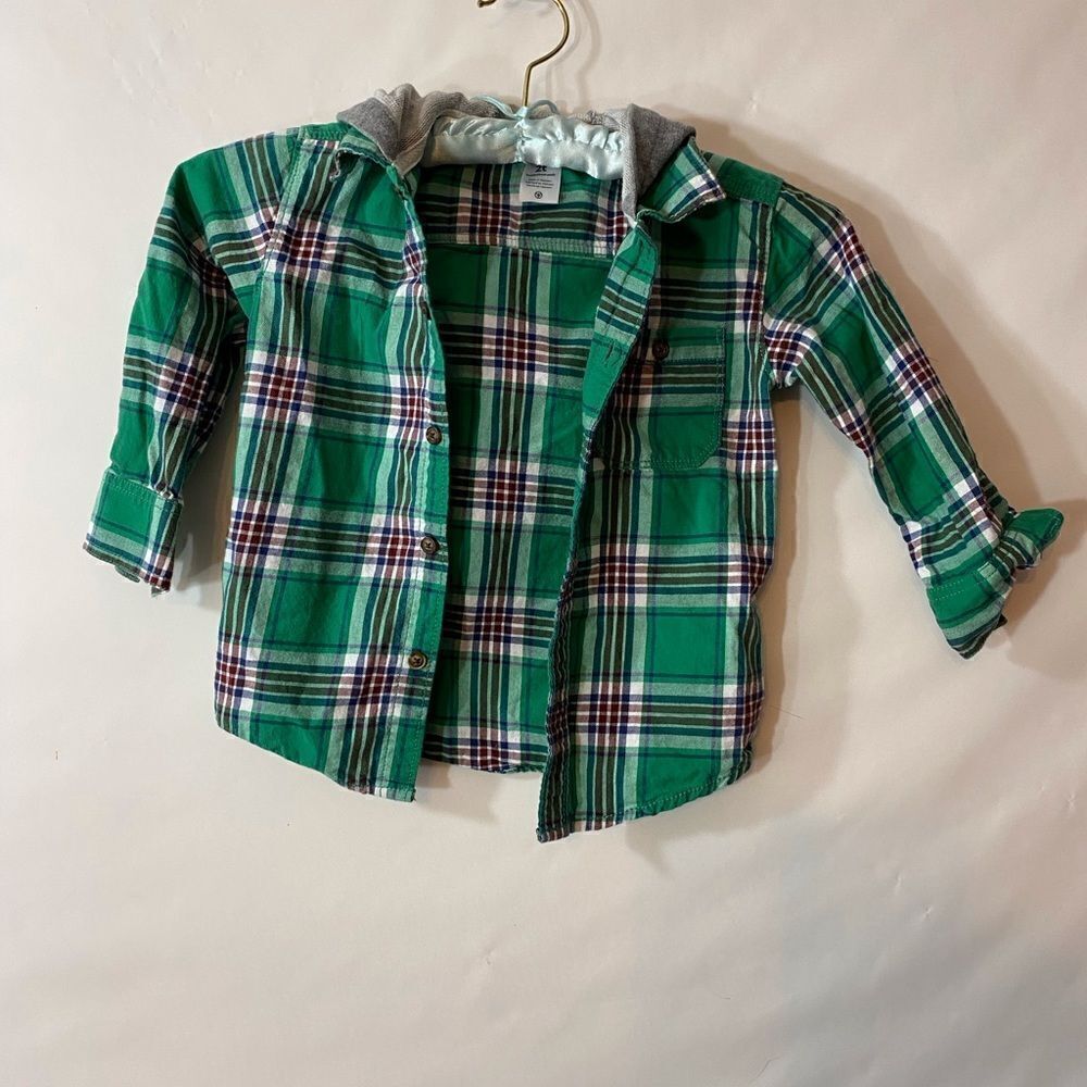 Carter’s Button Up Flannel Hoodie Shirt size 2T